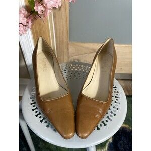 Lauren By Ralph Lauren Adele Dress Heels Size 8B Leather Brown